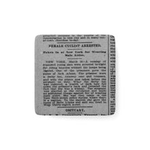Load image into Gallery viewer, &#39;FEMALE CYCLIST ARRESTED&#39; (1895) Porcelain Magnet, Square
